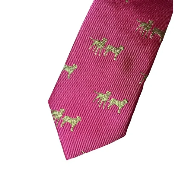 Ben Silver Charleston Silk Woven Lab Motif Tie in Magenta